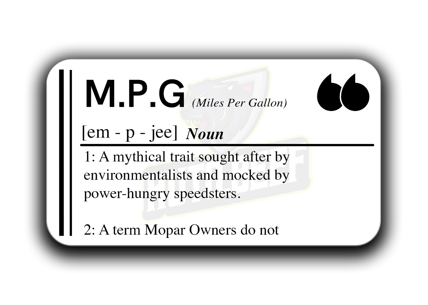 MPG Window Sticker